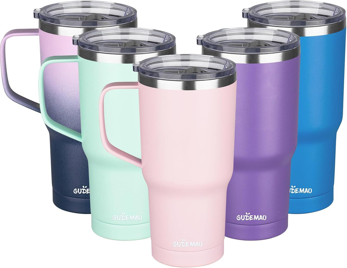 20 oz Insulated Coffee Mug with Ceramic Coating, Stainless Steel Travel Mug Tumbler with Handle Lid and Straw, Double Wall Leak-Proof Coffee Travel Mug Keeps Drink Hot and Cold (Black)