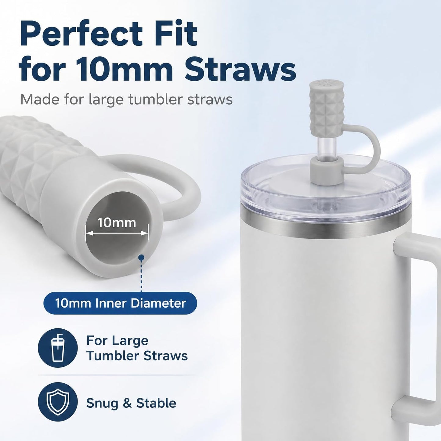 BTYHAOS Silicone Straw Caps for 10mm Tumblers | Reusable Dust-Proof Straw Toppers Compatible with Stanley 30oz & 40oz Tumblers (Purple Flower 3pc)