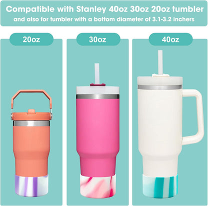 Airboat Upgrade 2PCS Protective Silicone Boot Bumper for Stanley Quencher Adventure 40oz 30oz IceFlow 20oz 30oz Tumbler, Water Bottle Bottom Sleeve Cover Accessories for Stanley Mug Cup(Black)