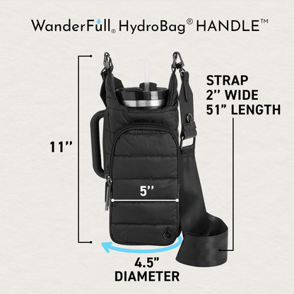 WanderFull Original HydroBag Handle® Zipper Slot for Handle, Hands-Free Crossbody Water Bottle Holder & Tumbler Accessories