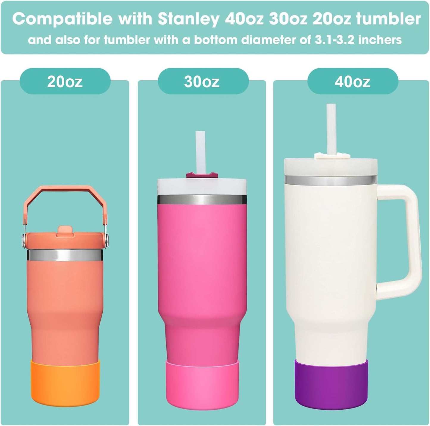 Airboat Upgrade 2PCS Protective Silicone Boot Bumper for Stanley Quencher Adventure 40oz 30oz IceFlow 20oz 30oz Tumbler, Water Bottle Bottom Sleeve Cover Accessories for Stanley Mug Cup(Black)