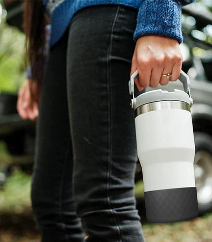 Airboat Upgrade 2PCS Protective Silicone Boot Bumper for Stanley Quencher Adventure 40oz 30oz IceFlow 20oz 30oz Tumbler, Water Bottle Bottom Sleeve Cover Accessories for Stanley Mug Cup(Black)