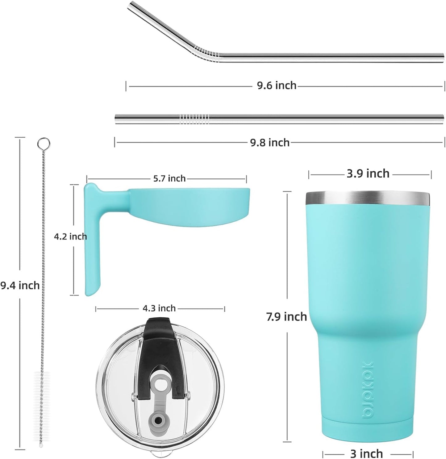 BJPKPK Tumbler With Handle And Straw Lid 40 oz Stainless Steel Insulated Coffee Tumbler Cups For Home, Office or Car,Turquoise