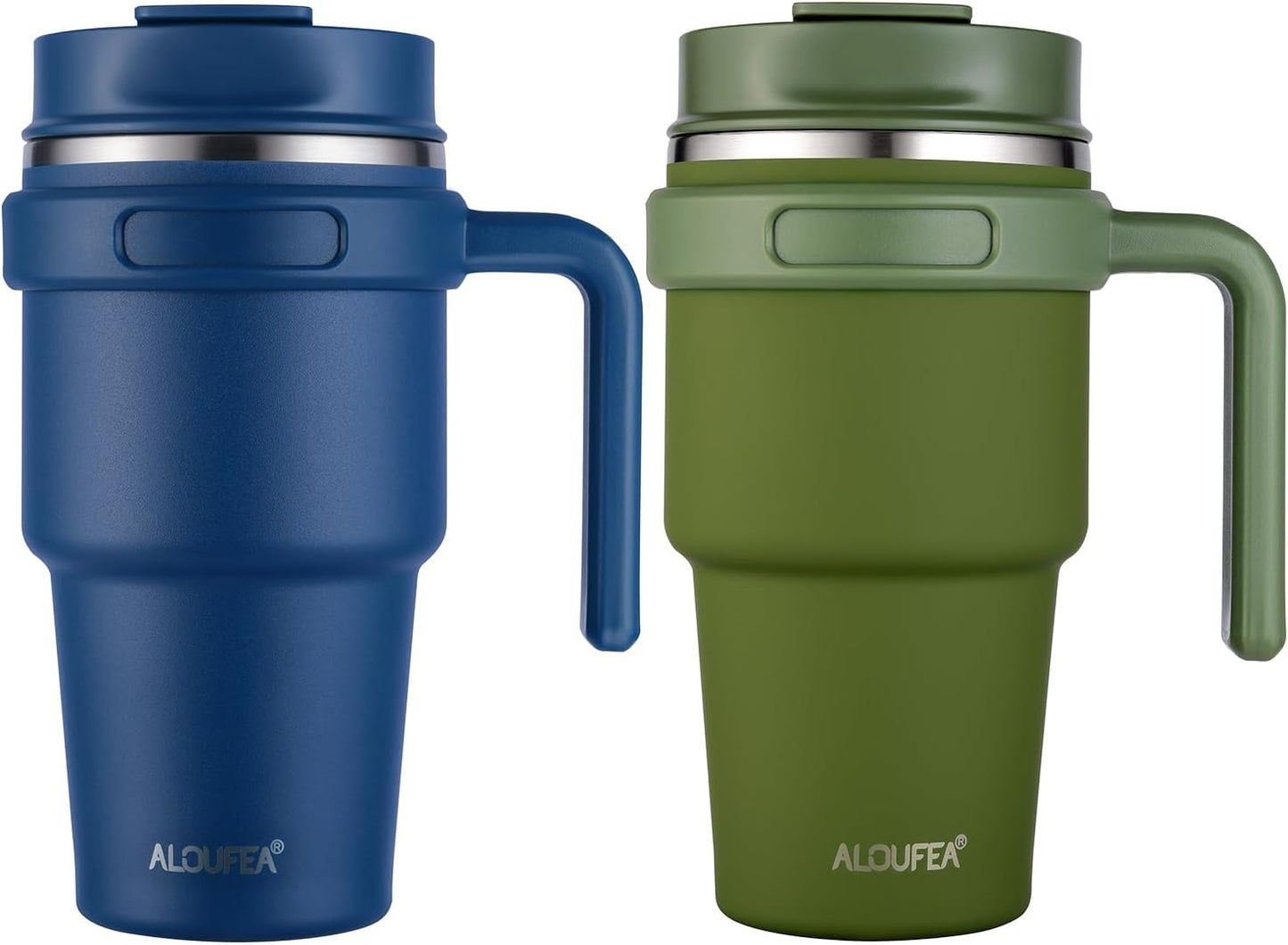 20 oz Insulated Coffee Mug Tumbler with Handle, Stainless Steel Travel Mug Tumbler with Lid and Straw,Double Wall Vacuum Leak Proof Ice Coffee Thermal Cup, Black