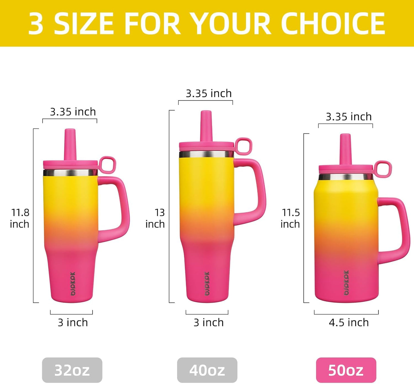 BJPKPK 50oz Insulated Tumbler with Handle Stainless Steel Travel Coffee Mug with Lid Reusable Large Water Bottle with Straw,Sky