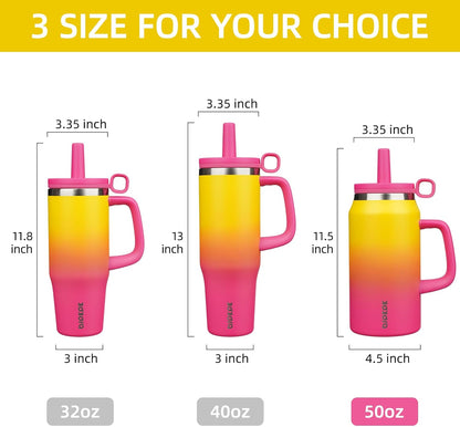 BJPKPK 50oz Insulated Tumbler with Handle Stainless Steel Travel Coffee Mug with Lid Reusable Large Water Bottle with Straw,Sky
