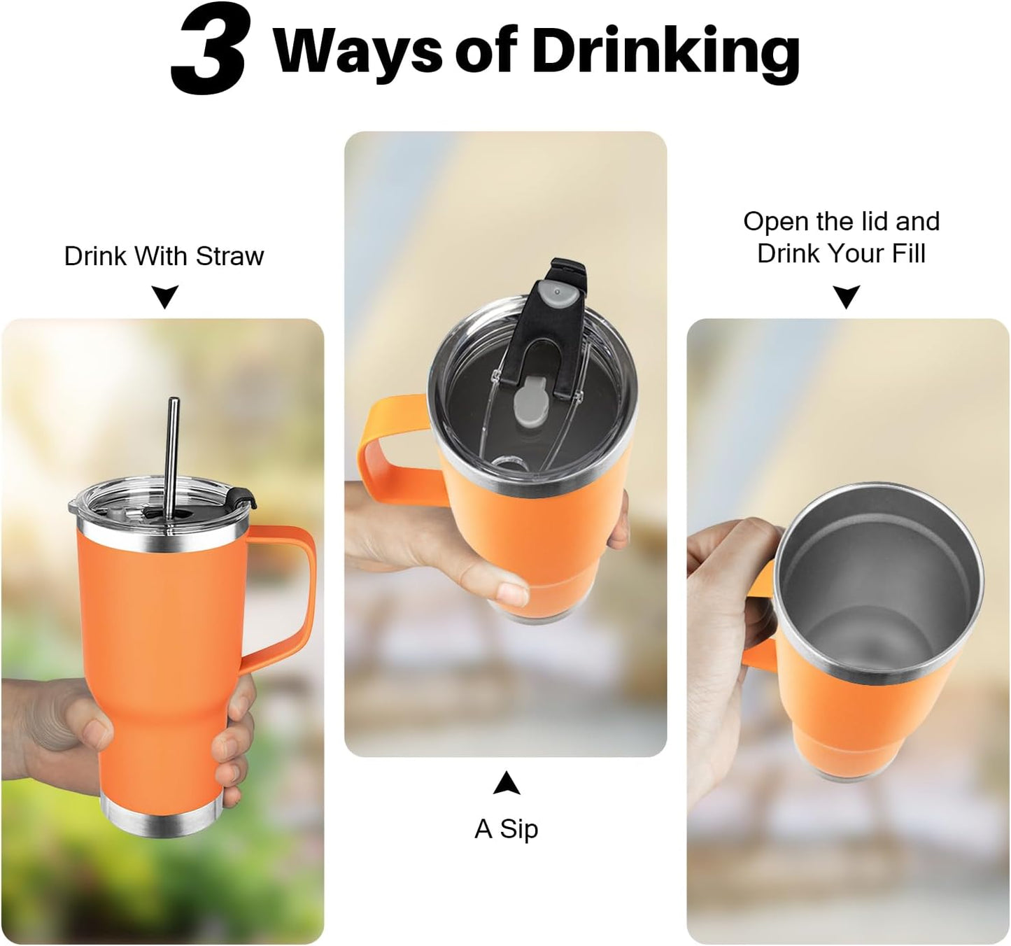 20 oz Tumbler with Handle, Stainless Steel Insulated Tumbler with Lid and Straw, Double Wall Vacuum Coffee Mug Tumbler, Insulated Coffee Thermal Cup for Cold and Hot (Light Purple)