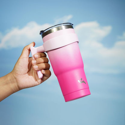 Konokyo 20 oz Tumbler with Handle and 2 Straw 2 Lid, Insulated Water Bottle Stainless Steel Vacuum Cup Reusable Travel Mug,Black