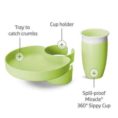 Munchkin® Carseat Tray - Toddler Travel & Road Trip Accessory for Mess-Free Snacking in The Car, Grey