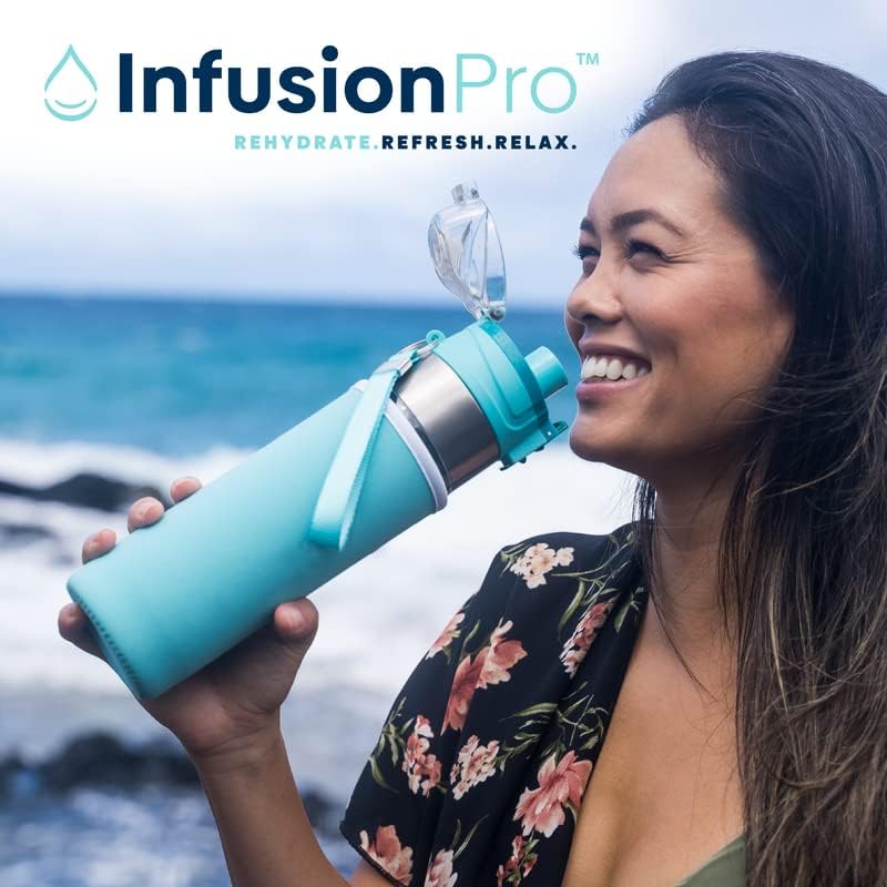 Infusion Pro 32 oz Fruit Infuser Water Bottle with Time Marker - Flip Top Locking Lid, Insulated Sleeve & 50 Recipe Fruit Infusion Water eBook : Leak Proof : for Gym, Sports, Travel : Unique Gift Idea