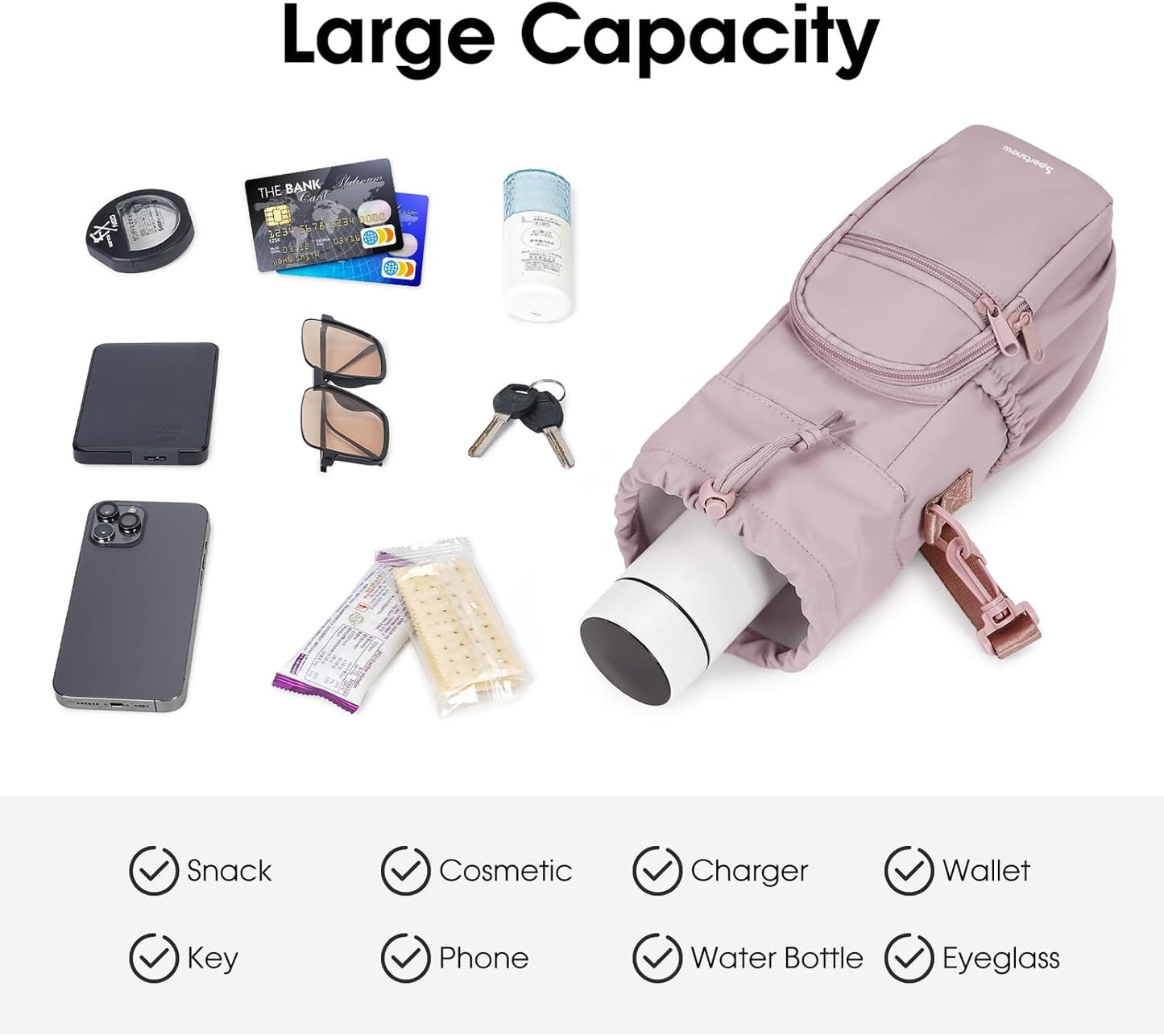 sportsnew Water Bottle Holder 40oz Crossbody Insulated Cup Sleeve Water Bottle Carrier Sling Bag with Phone Pocket, Walking