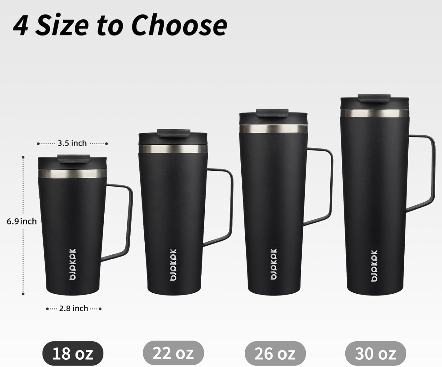 BJPKPK Insulated Tumbler with Handle, 18oz Insulated Tumblers with Lid and Straw, Stainless Steel Metal Water Bottles, Coffee Travel Mugs, Cups, Marshmallow