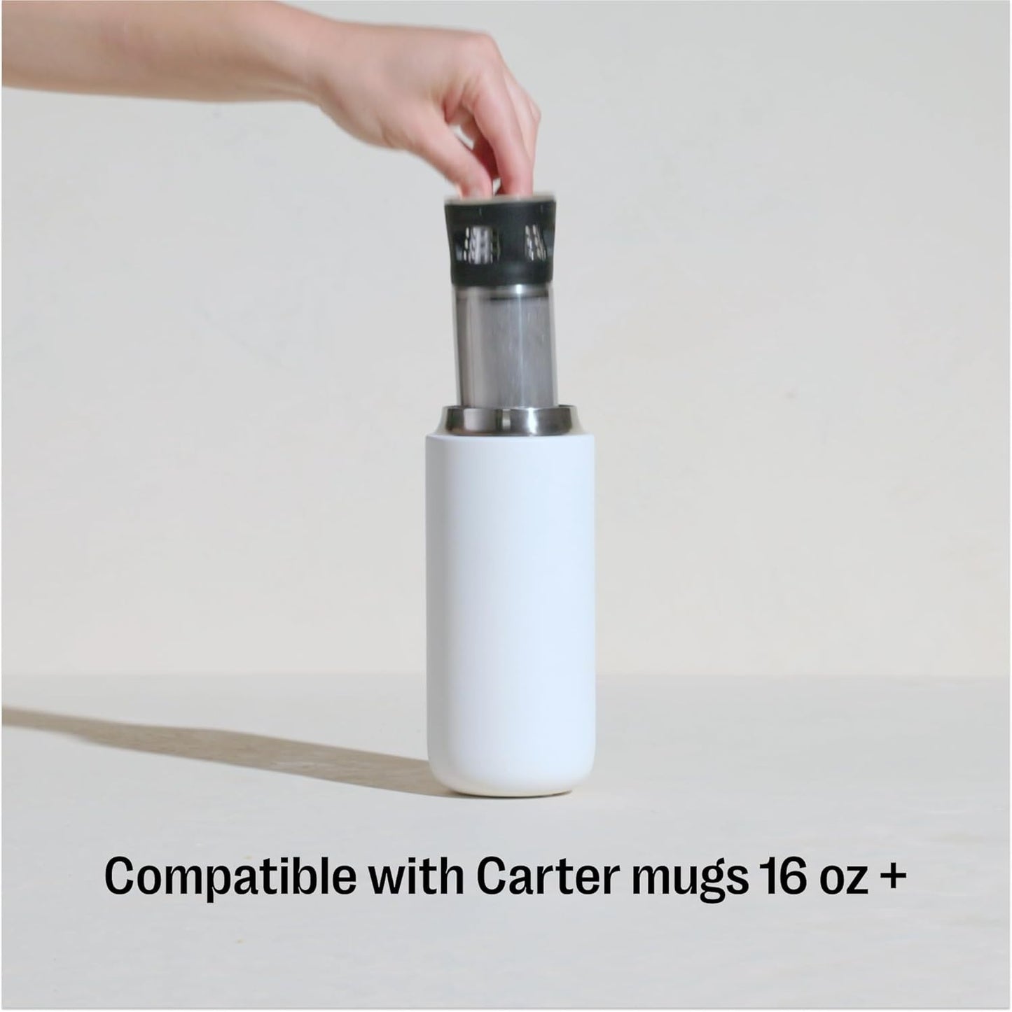 Fellow Carter Tea + Cold Brew Infuser & Carter Move 16 oz Tumbler Set - Steep Tea On-The-Go - Vacuum-Insulated Stainless Steel Travel Mug w/Snap-In Infuser For Steeping, Cold Brew, Stone Blue