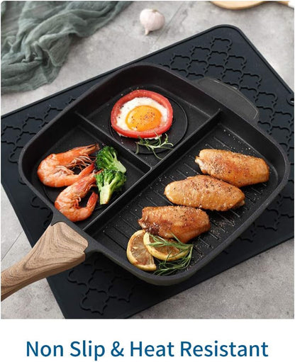 AMOAMI-Dish Drying Mats for Kitchen Counter-Silicone Dish Drying Mat-Kitchen Dish Drying Pad Heat Resistant Mat-Kitchen Gadgets Kitchen Accessories Kitchen Small Appliances(12" x 16", BLACK)