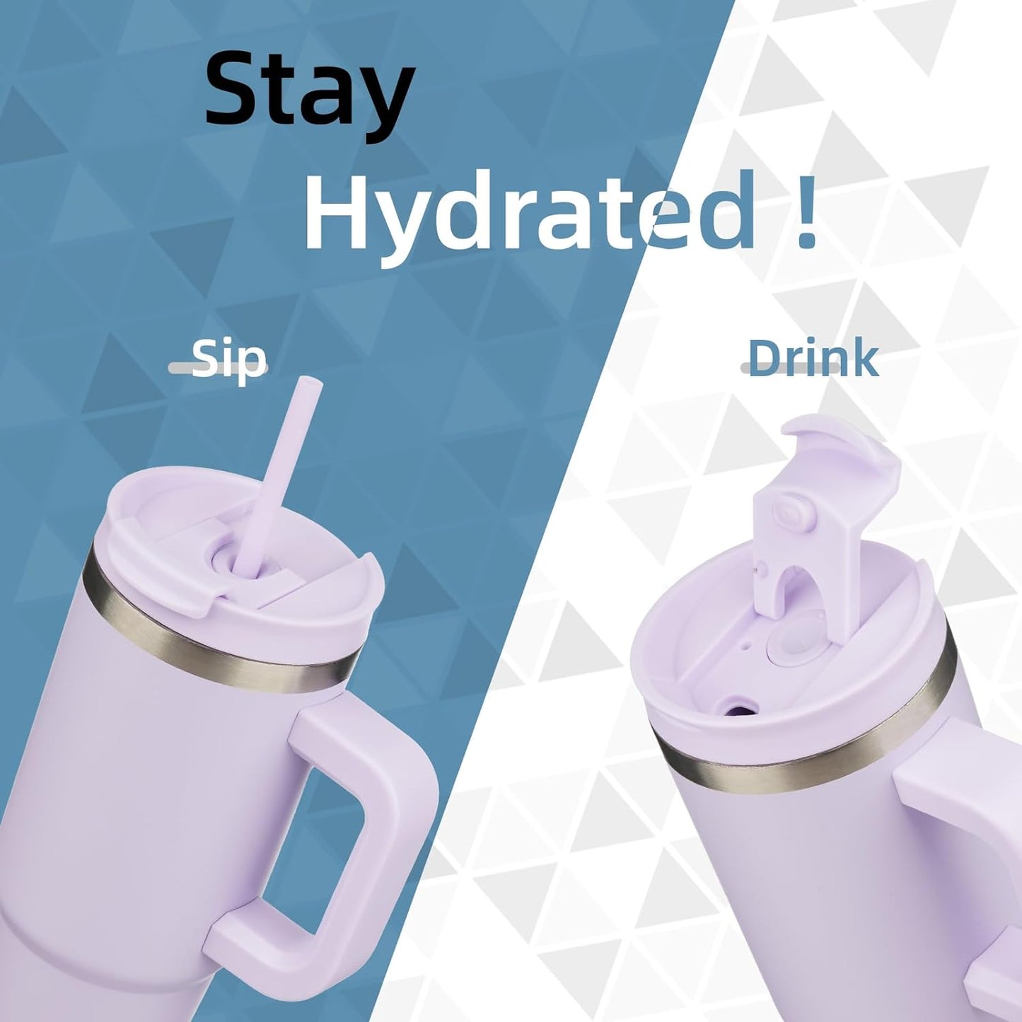 Konokyo 30 oz Tumbler with Handle and 2 Straws,2 in 1 Lid Insulated Water Bottle Stainless Steel Travel Coffee Mug,Sky