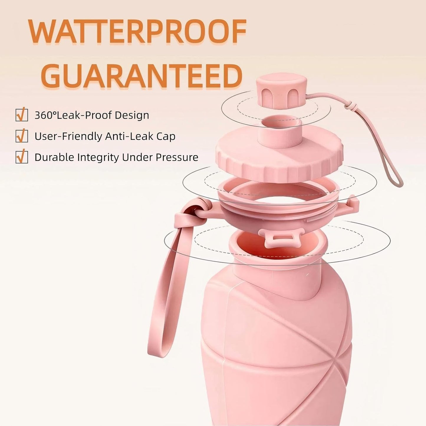 Collapsible Water Bottle 20oz (600ml), BPA-Free Silicone Foldable Portable Lightweight Reusable Water Bottle with Leak-Proof Lid & Lanyard for Outdoor Travel Cycling Gym & Camping (Green)