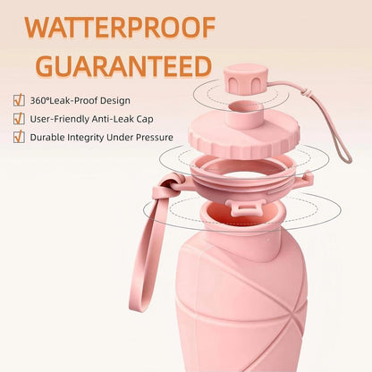 Collapsible Water Bottle 20oz (600ml), BPA-Free Silicone Foldable Portable Lightweight Reusable Water Bottle with Leak-Proof Lid & Lanyard for Outdoor Travel Cycling Gym & Camping (Green)