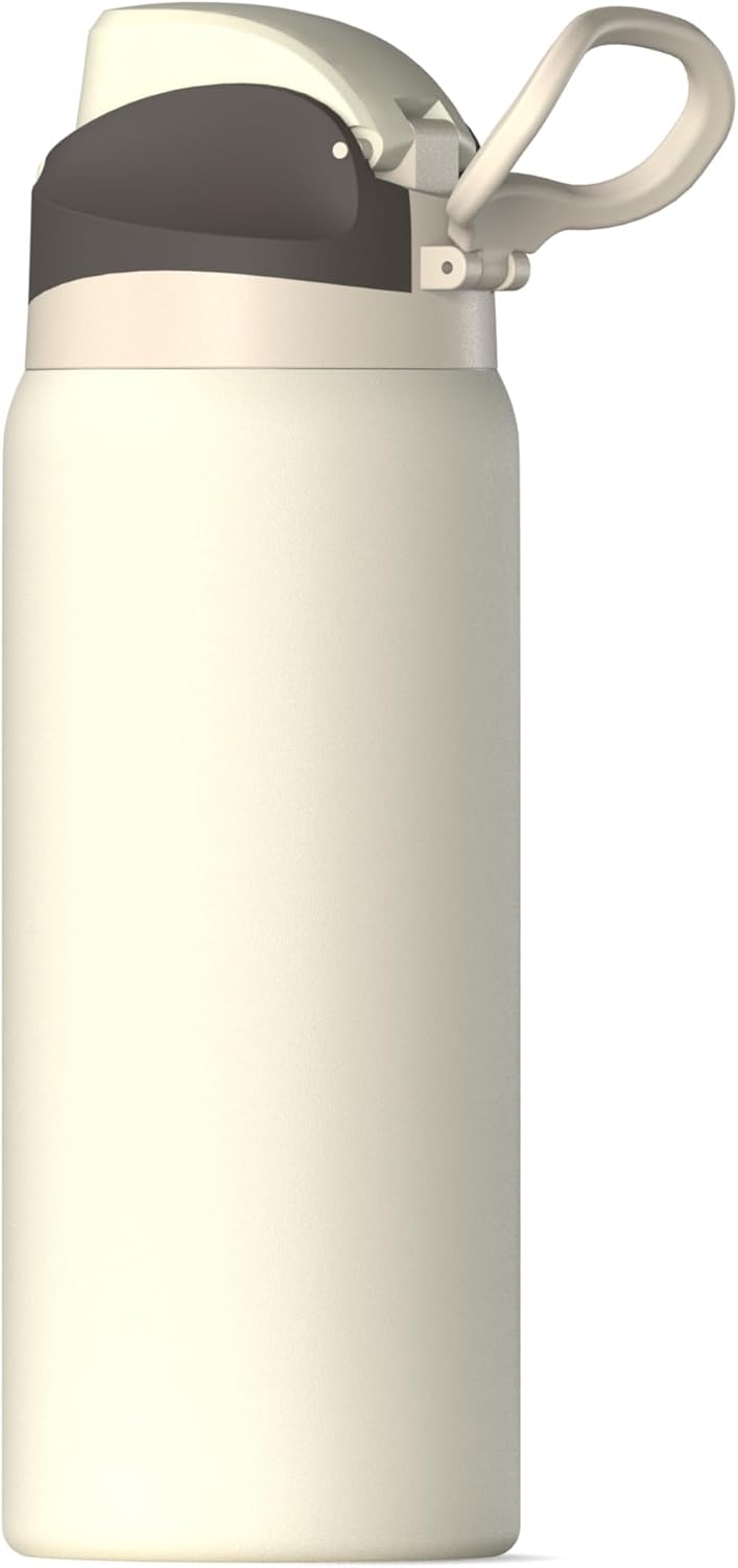 Hydrapeak Oasis 32oz Insulated Water Bottle with Locking Chug Lid & Handle, Leakproof Stainless Steel Travel Tumbler, Great for Gym, Work & Everyday Hydration, Stone 1