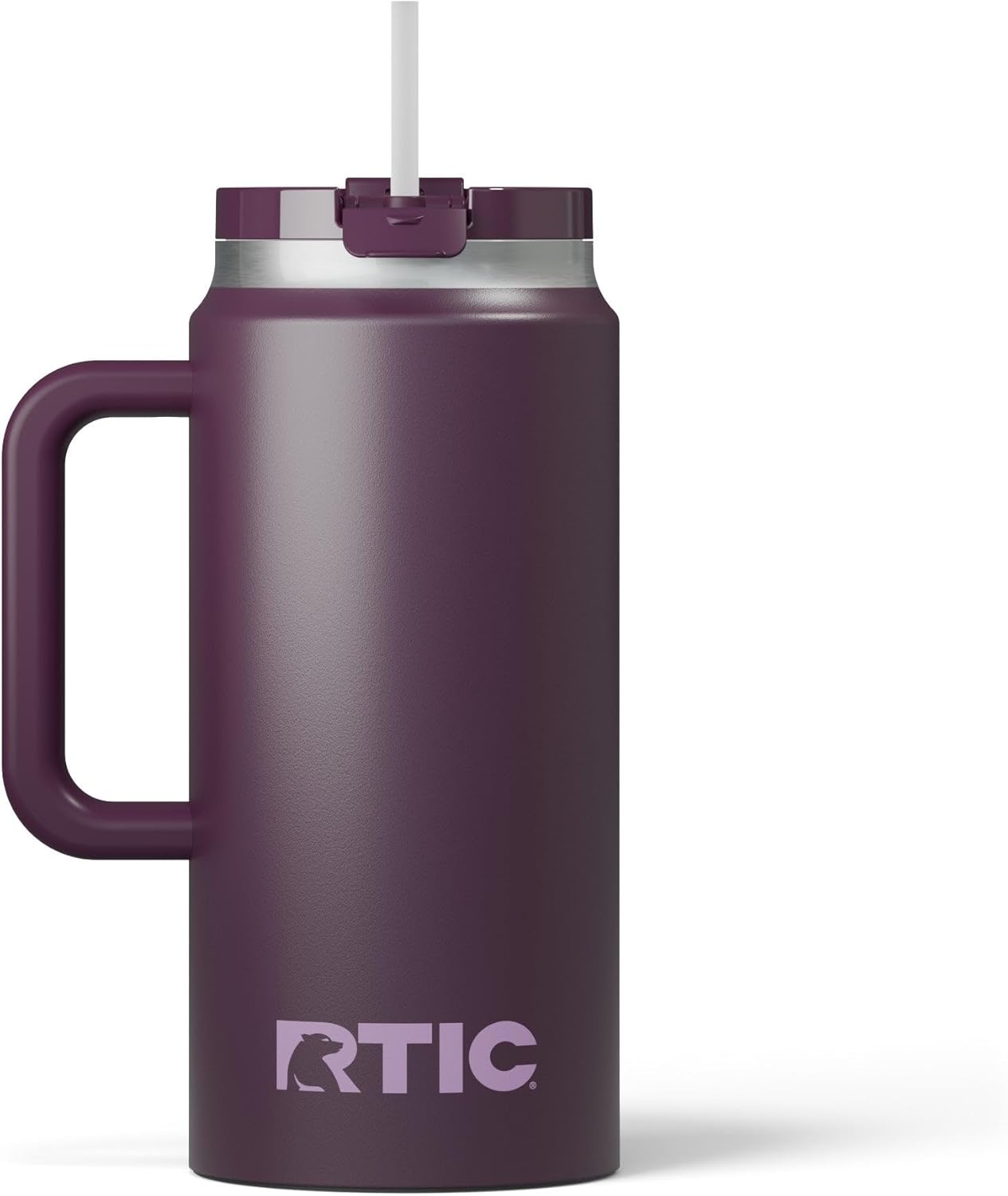 RTIC 64oz Road Trip Tumbler with Handle, Lid and Straw, Ceramic Lined, Insulated, Stainless Steel, Double Wall Vacuum-Insulation, Travel Cup, Cool Grey