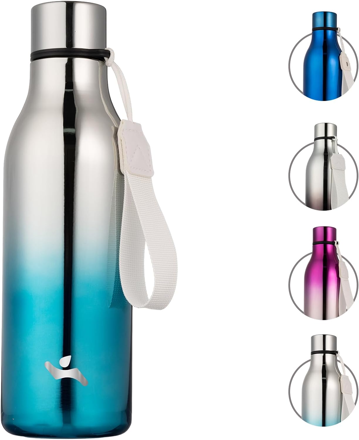 Konokyo Insulated Water Bottle with Strap,18 oz Double Wall Stainless Steel Vacuum Bottles Metal Water Flask,Macaron Green - Colors B