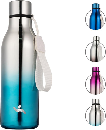 Konokyo Insulated Water Bottle with Strap,18 oz Double Wall Stainless Steel Vacuum Bottles Metal Water Flask,Macaron Green - Colors B