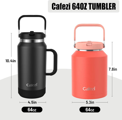 40 oz Insulated Tumbler with Top Handle and Flip Straw, Vacuum Insulated Stainless Steel Cup with Leak-Proof Lid, Sweat-Free, Fits Cup Holder, Keeps Ice Cold up to 30 Hours