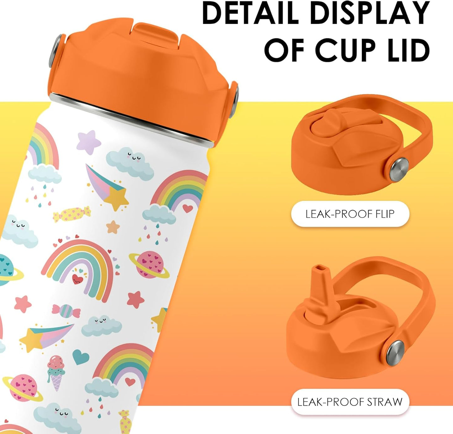 Strawberry Gifts for Kids - 16oz Pink Kids Water Bottle with Straw Lid, Stainless Steel Insulated Water Bottle, Leakproof, BPA-Free, for Girls, School, Strawberry Lover Children Birthday Gift Cup(1pc)