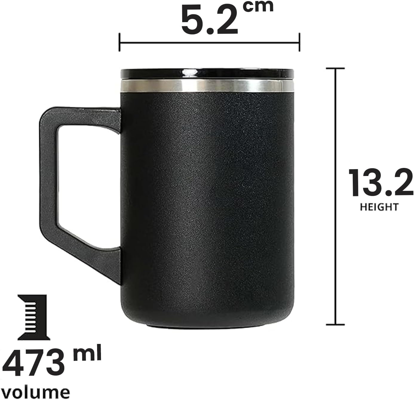 Elemental Insulated Coffee Mug - Triple-Wall Stainless Steel Summit Travel Cup for Hot and Cold Drinks - Thermal Coffee Mug with Lid and Handle for Camping, Office & Travel 16oz - Rainbow Speckle