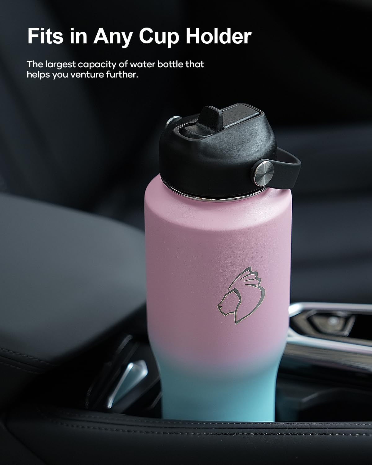 BUZIO 40oz Insulated Water Bottle Fits in Any Car Cup Holders, 40oz Vacuum Insulated Tumbler with Lids and Straw for Water, Travel Mug Cupholder Friendly, Leakproof Keep Cold & Hot, Indigo Crush