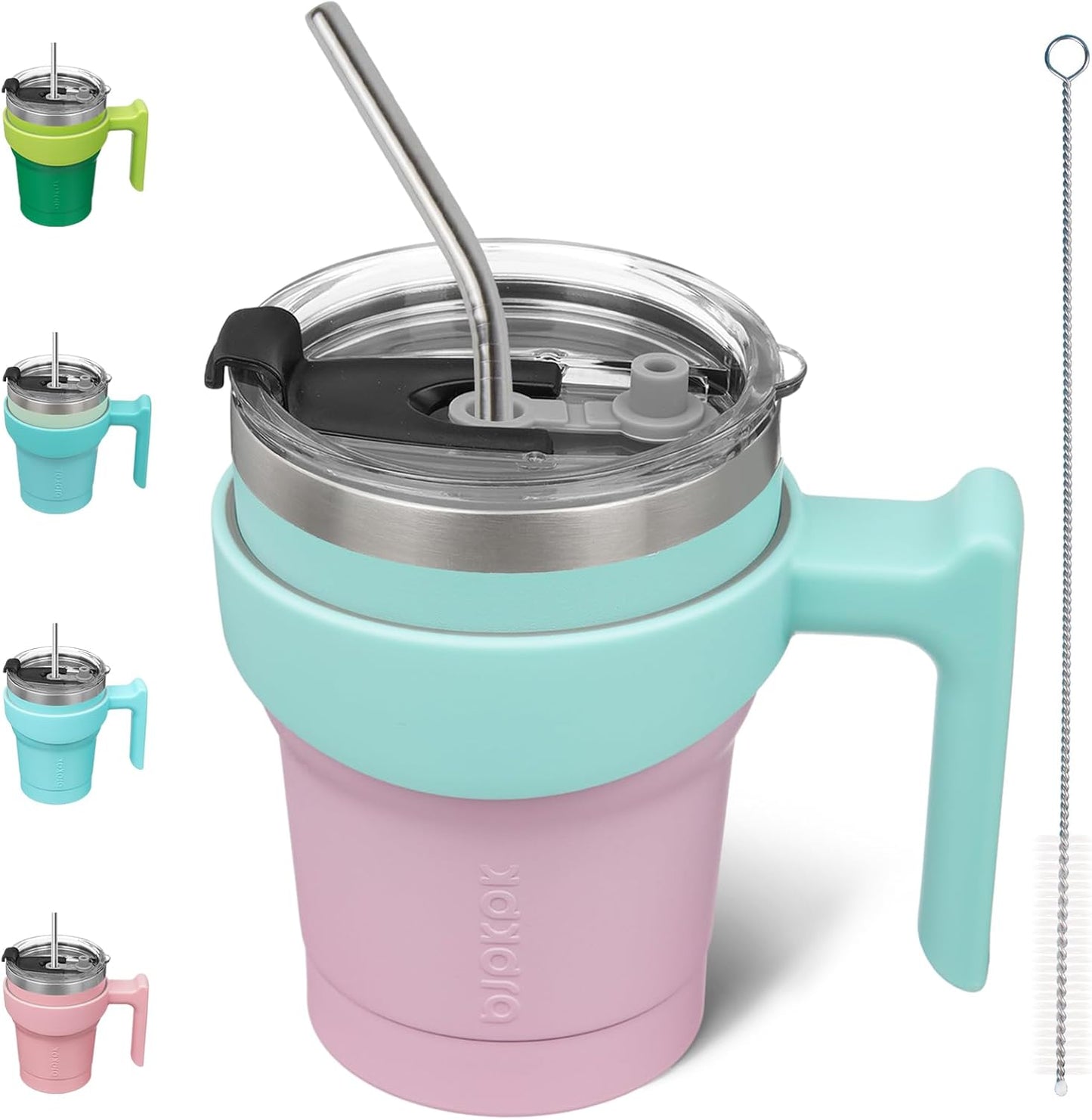 BJPKPK Tumbler With Handle And Straw Lid 40 oz Stainless Steel Insulated Coffee Tumbler Cups For Home, Office or Car,Turquoise