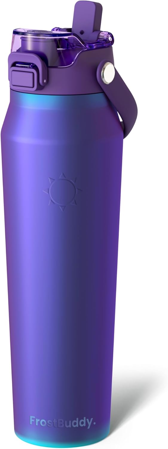 Frost Buddy 24oz Insulated Water Bottle with Straw & Chug Lid | Leak-Proof Stainless Steel | 24-Hours Cold | Sweat-Proof, Cup Holder Friendly | Ideal for Gym, Travel, Sports & Everyday Hydration - Colors A