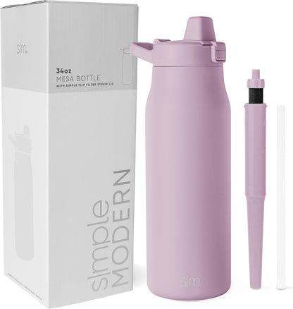Simple Modern Filtered Water Bottle | Insulated Stainless-Steel Carbon Filter Travel Water Bottles | Reusable for Clean Drinking Water On The Go | 34oz, Sea Glass Sage