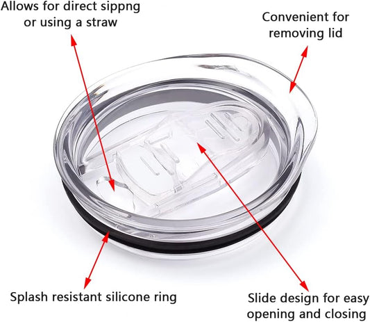 20oz Skinny Tumbler Replacement Lids 3 Pack,2.75in Cup Mouth Compatible with YETI Rambler and More Tumbler Cups，Spill Proof Splash Resistant Silicone Sliding Covers.