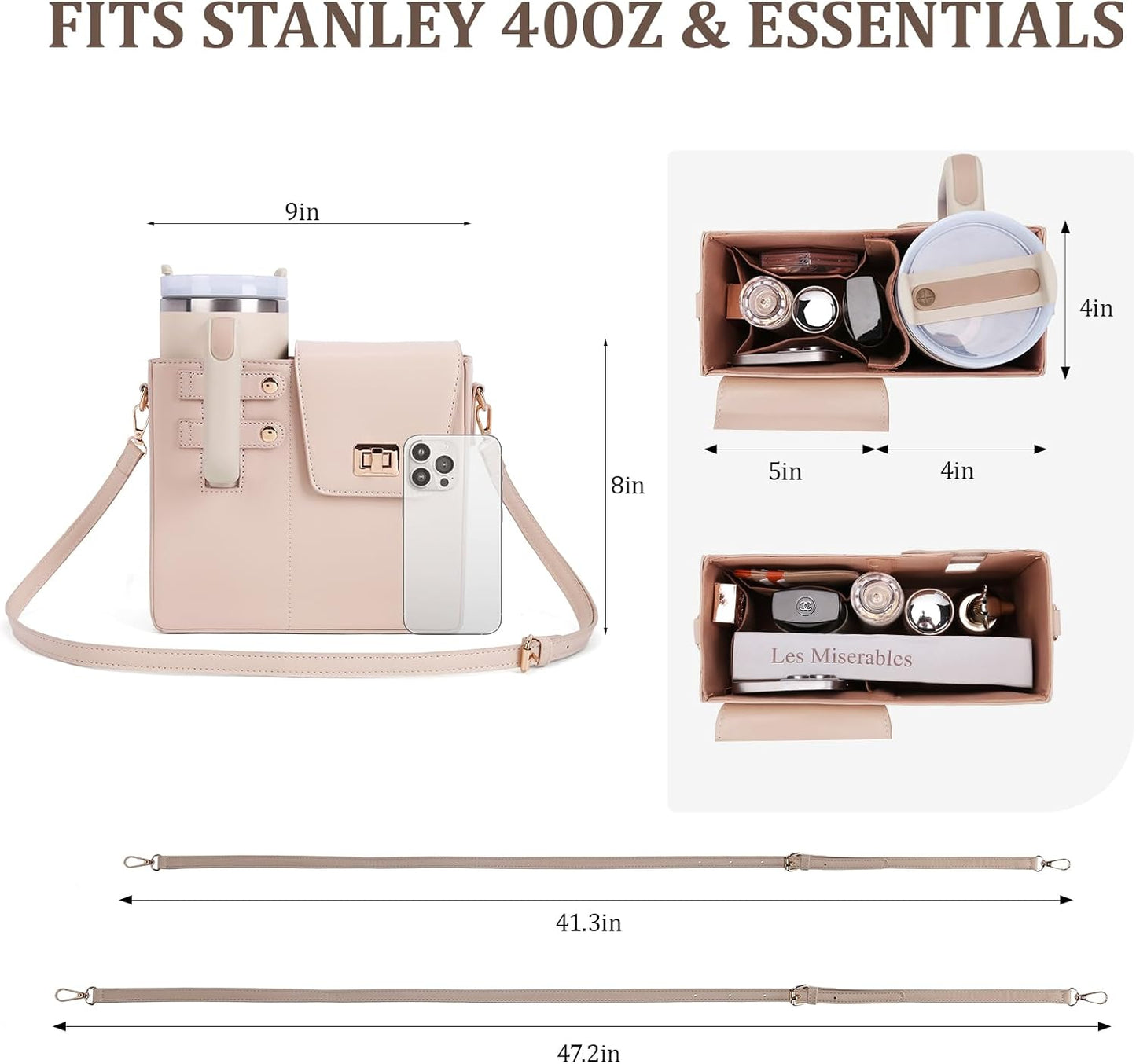 Stanley Purse Cup Holder Bag- Outdoor Portable Crossbody Bag for Stanley Cup Tumbler Purse