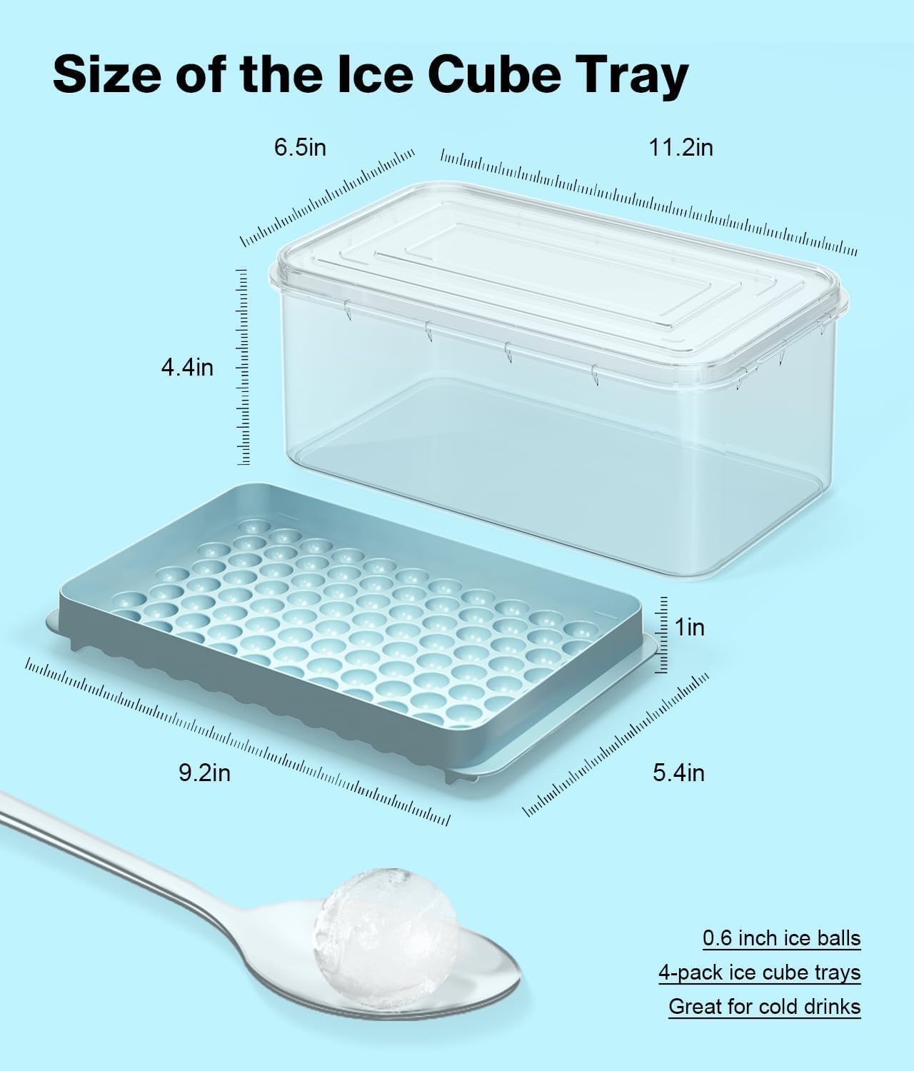 Ice Cube Tray with Lid and Bin – Round Ice Cube Trays for Freezer, BPA-Free Food-Grade Ice Mold, Stackable Ice Ball Maker, Iced Bucket Kits, Circle Ice Tray for Cocktails, Whiskey, Coffee, and Drinks