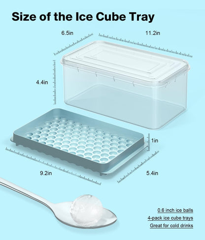 Ice Cube Tray with Lid and Bin – Round Ice Cube Trays for Freezer, BPA-Free Food-Grade Ice Mold, Stackable Ice Ball Maker, Iced Bucket Kits, Circle Ice Tray for Cocktails, Whiskey, Coffee, and Drinks