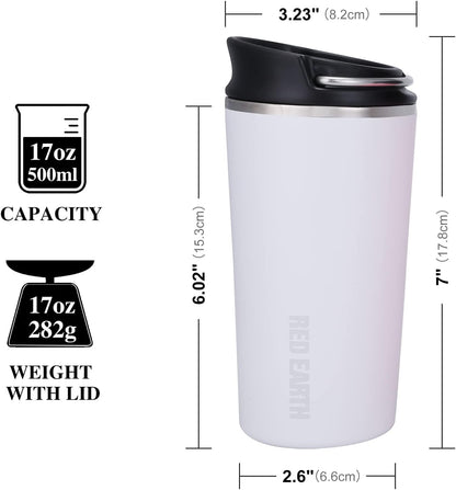 GiNT 17oz Travel Tea Mug with Infuser, 2 Lids. Vacuum Insulated 316 Stainless Steel Coffee Mug. Dishwasher Safe Tea Cup with Strainer for Hot & Cold Brew Coffee. Mothers Day Gifts for Mom (White)