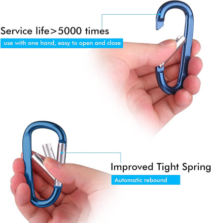 CampTek Carabiner Caribeaner Clip,3" Large Aluminum D Ring Shape Carabeaner with Keyring Keychain Hook