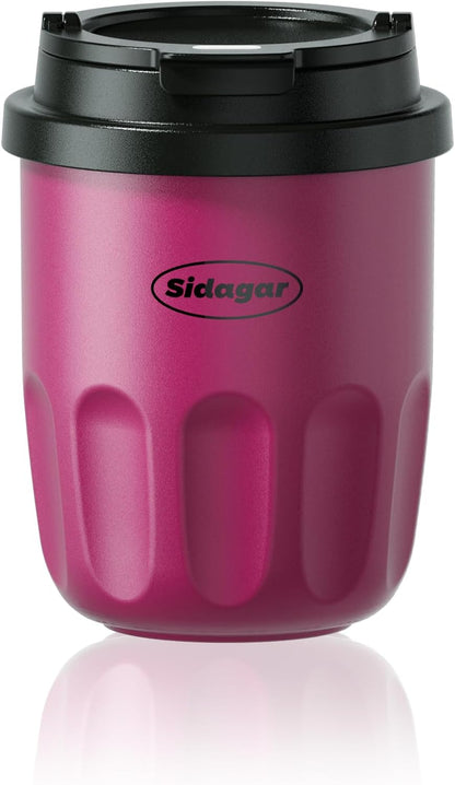 Travel Coffee Mug 10 oz Ceramic Lined Tumbler, Double Wall Stainless Steel Coffee Cup with Lid, Vacuum Spill Proof Mini Water Bottle, Insulated Thermal Mug for Home Office,Pink