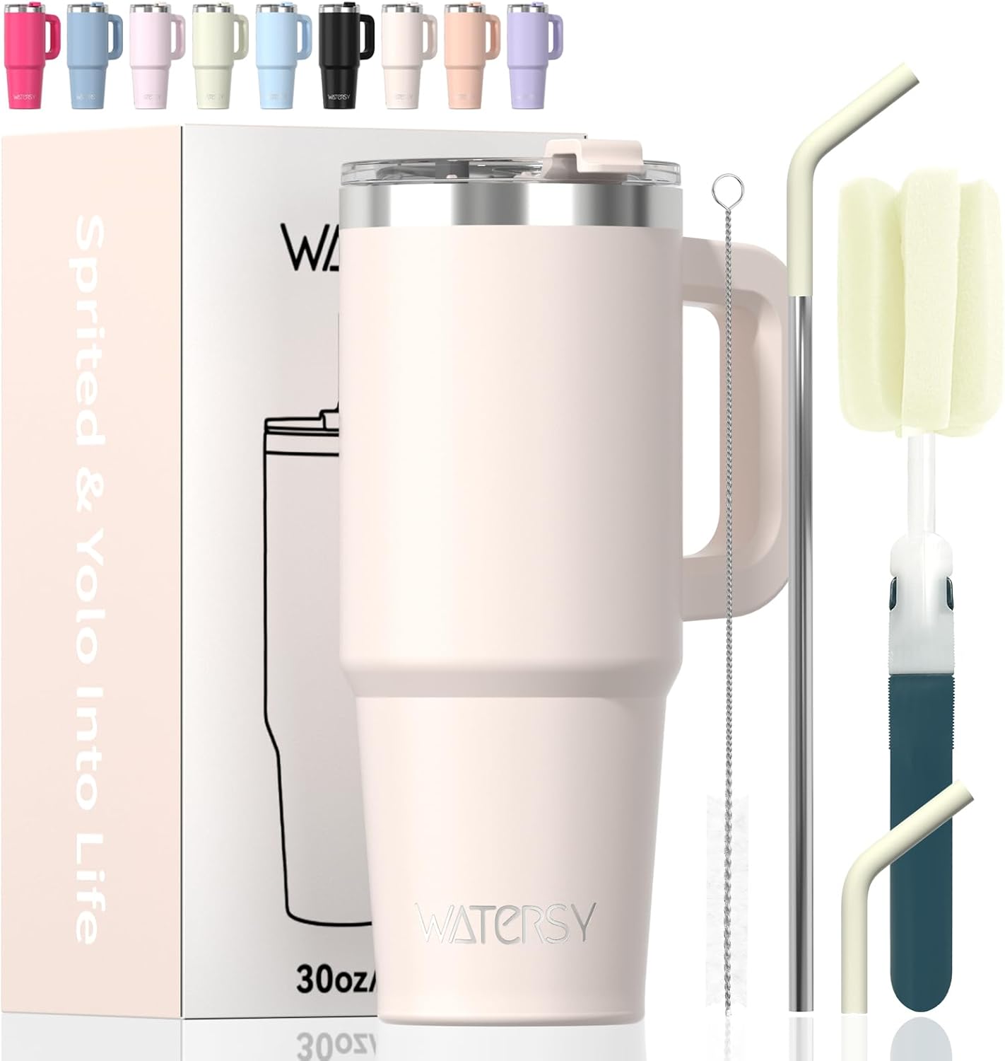 40 oz Tumbler with Handle,Tumbler with Lid and Straw,Double Wall Insulated Cup Stainless Steel Travel Mug(Cold for 34 Hours),Water Bottle for Iced Tea,Coffee,Cold Beverages(Purple)