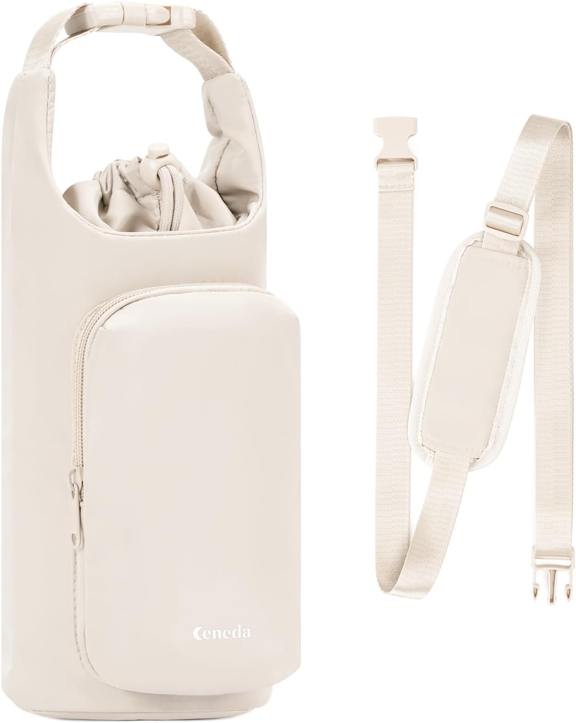 Ceneda Water Bottle Carrier Bag with Phone Pocket 32oz 40oz Tumbler Insulated Water Bottle Holder with Adjustable Shoulder Strap Carrier Sling Bag (Purple)