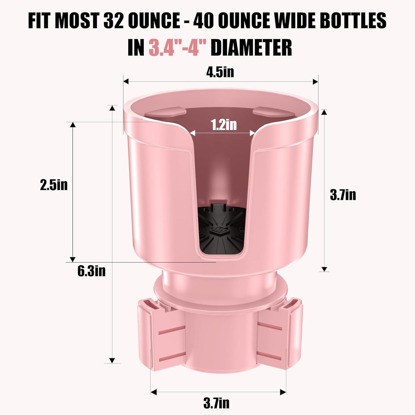 Upgraded Car Cup Holder Expander Adapter with Offset Adjustable Base, Compatible with Yeti 14/24/36/46oz Ramblers, Hydro Flasks 32/40oz, Other Large Bottles Mugs in 3.5"-4.0", 1 Pack