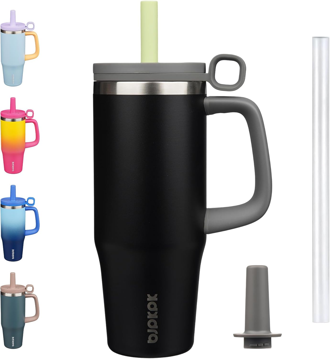 BJPKPK 50oz Insulated Tumbler with Handle Stainless Steel Travel Coffee Mug with Lid Reusable Large Water Bottle with Straw,Sky