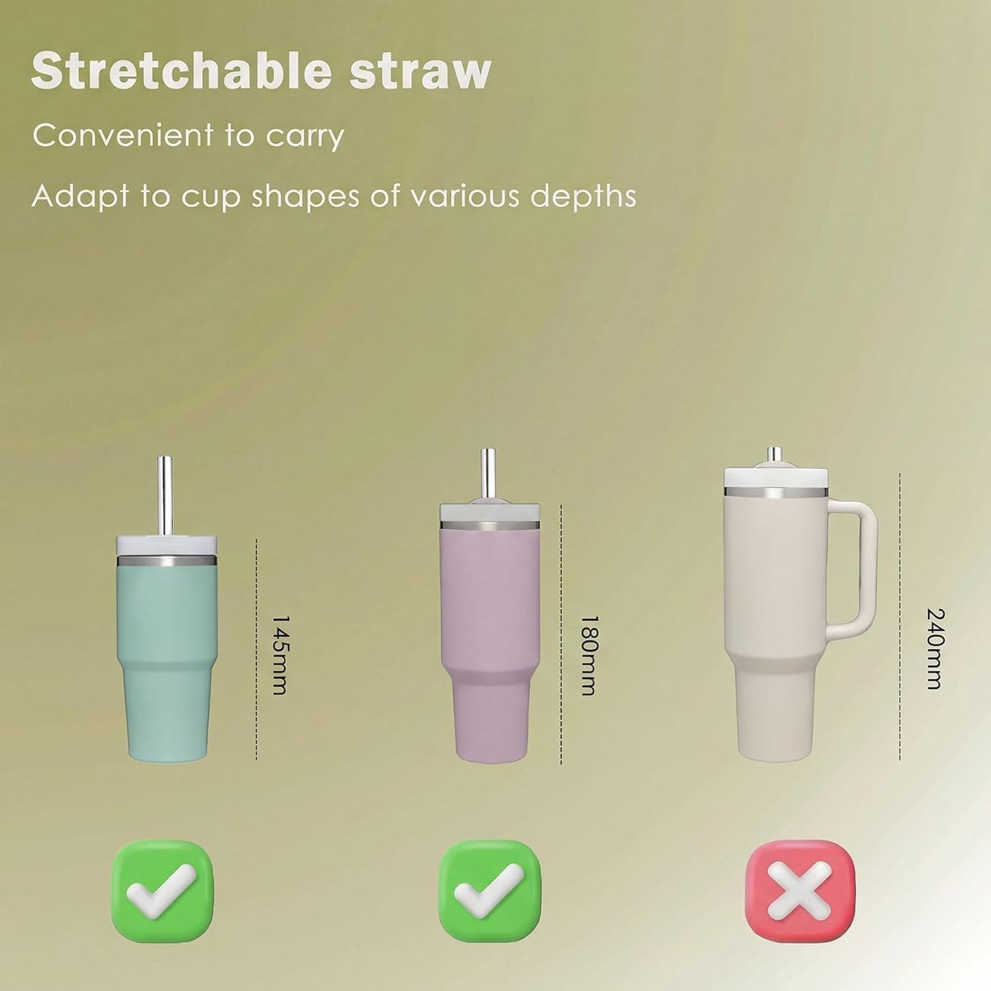Collapsible Stainless Steel Drinking Straws with Aluminum Case, Cleaning Brush, and Keychains（Black+Silver）