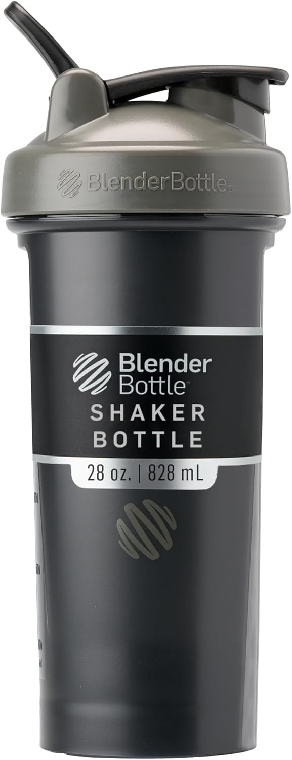 BlenderBottle Classic V2 Shaker Bottle Perfect for Protein Shakes and Pre Workout, 20-Ounce, Clear/Black