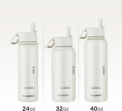 KXIAOCHEN Insulated Water Bottle With Strap, Cold For 48 Hrs Leak Proof, Triple Wall Stainless Steel Sports Water Bottle With Straw And Spout Lid For Gym Hiking Travel
