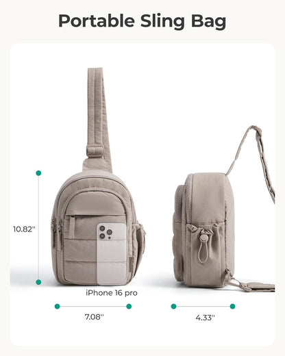 BAGSMART Small Sling Bag for Women, Puffer Crossbody Bag Purses Hobo Handbag Fanny Packs for Travel Hiking