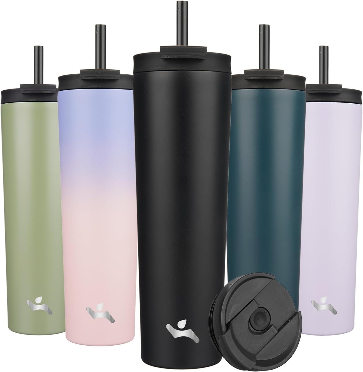 Konokyo 30 OZ Insulated Tumbler with Lid and 2 Straws Stainless Steel Water Bottle Vacuum Travel Mug Coffee Cup,Pastel Sunset