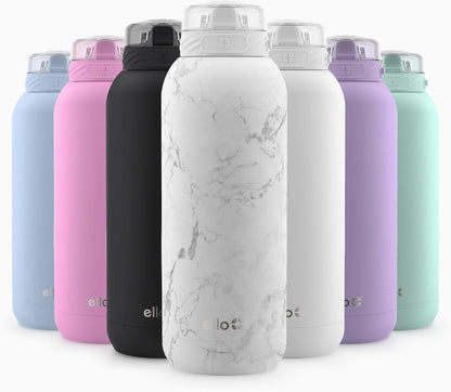Ello Cooper 22oz Stainless Steel Water Bottle with Straw and Carry Handle, Double Walled and Vacuum Insulated Metal, Leak Proof Locking Lid with Soft Silicone Spout, Reusable, BPA Free, Lilac