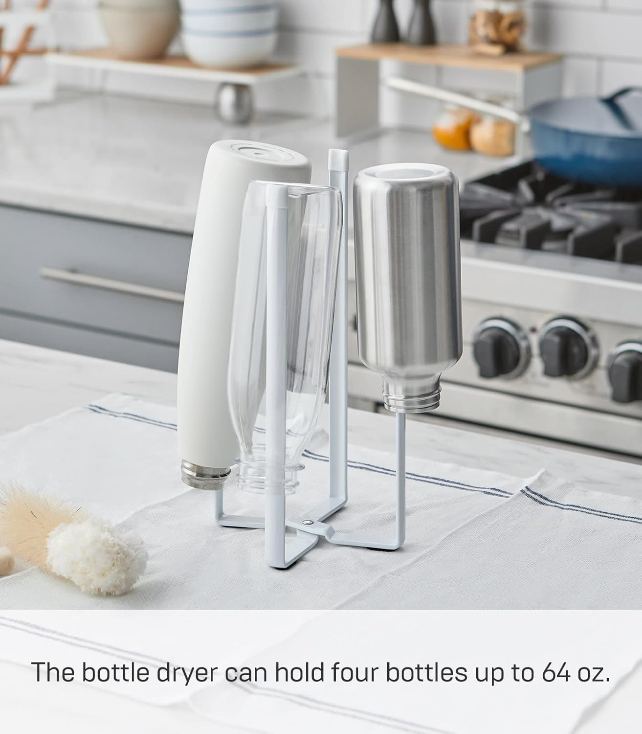 YAMAZAKI Home Tower Kitchen Multi Eco Stand - Multifunctional Plastic Bag Holder Bottle Dryer - Steel